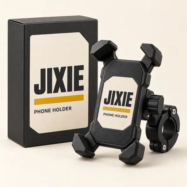 AI-generated JIXIE branding concept: JIXIE Handlebar Phone Holder