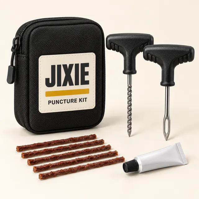 AI-generated JIXIE branding concept: JIXIE Tubeless Puncture Kit
